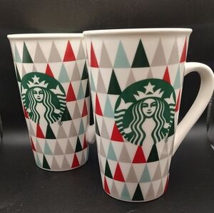 Starbucks Triangular Christmas 🎄 Pattern Coffee Latte Mugs - Red, Green, Gray 2